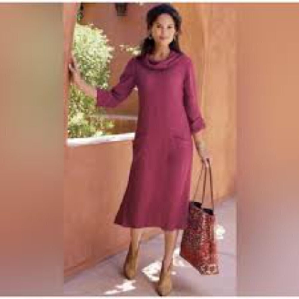 NEW Soft Surroundings Ramie Rayon Gauzy Crinkle Dress Sz Medium